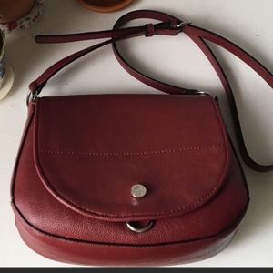 Calvin Klein red leather cross body bag